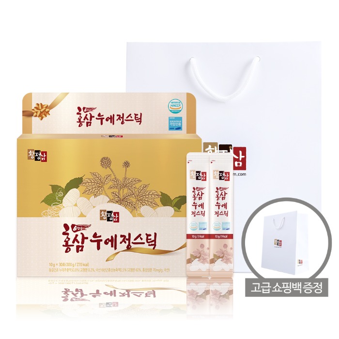 황정삼 홍삼 누에정스틱 1박스 30포 +쇼핑백증정