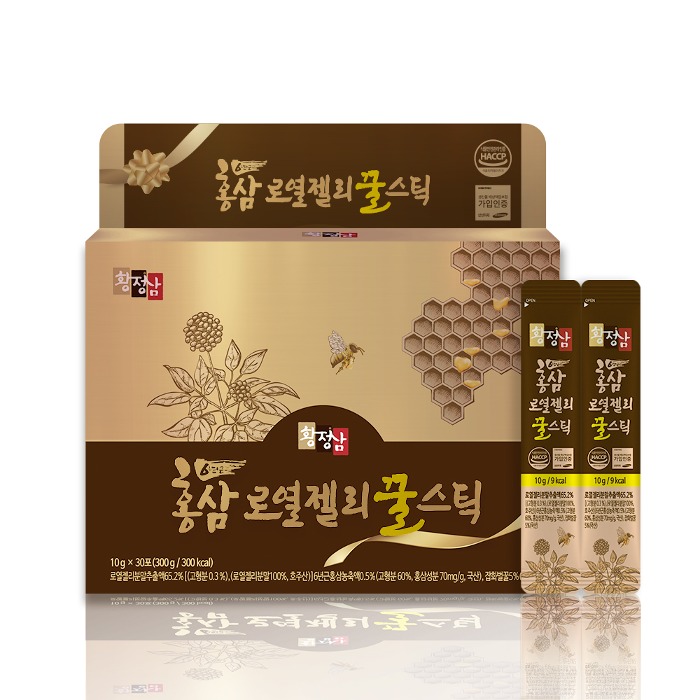 홍삼 로열젤리 꿀스틱 1박스 30포 +쇼핑백증정