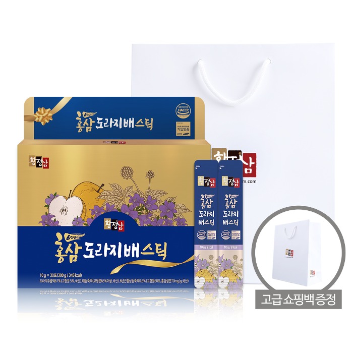 황정삼 홍삼 도라지배 농축스틱 1박스 30포 + 쇼핑백증정